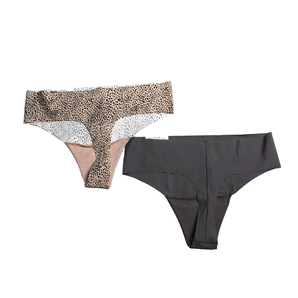 Lot of Thong Underwear 2 Alfani PantiesWomens Medium No Show Gray Cheetah NEW - Picture 2 of 2